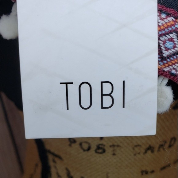 Tobi Tops Black Judy One Shoulder Crop Top Tribal Print Summer - Picture 4 of 7